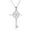 Women jewelry 925 sterling silver zircon key shape necklace