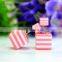 Korean Style Sweet Chromatic Candy Geometry Earring Accessory Two Size Stripe Square Double Side Clip-on Earrings For Teenagers