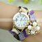 geneva brand lady scarf watch crystal fabric double strap women watches