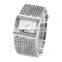 square crystal dial brand watch IP golden chain women bracelet wrist watches relogio feminino