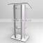 Fixture Displays Clear Acrylic Plexiglass Podium Curved Aluminum Sides Pulpit Lectern