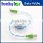 Glowing laughing face stretchable flat micro usb cable, USB to micro usb 5 pin for all smart phone