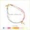gold cross tiny zircon charms bracelet multi strand colorful thread gold chain bracelet