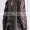 Wholesale Women Apparel Open-back Cotton Pique-paneled Striped Twill and Silk-organza Shirt(DQE0389T)