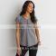 Tagless Comfort Lace up Raglan Scoop Bottom Women t Shirt With Distressed