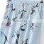 2017 China wholesale Cotton Women Long Trousers printed bird pattern light blue pants trousers