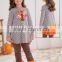 Thanksgiving day wild appliqued children's turkey colorful chevron double ruffle boutique clothing