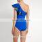 Wholesale high quality ruffle one shoulder custom one piece swimsuit women's