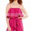 Online Stylish Women Sleeveless Tie Wasit Pink Romper Pants (JP1762003)