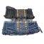 promotional women fashion denim rivet tassels elastic stretch corset waist belt