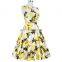 Belle Poque Stock Sleeveless Lemon Print Cotton Retro Vintage Audrey Hepburn style Dresses 50s Pinup BP000002-38