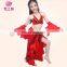 ET-132 Tribal sexy ballroom 3pcs performance children belly dance costume set including top and skirt and arm accessory