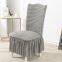 Stretch Seersucker Dining Chair Covers Chair Slipcovers with Ruffled Skirt Light Brown