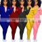 Fall Winter Ladies Casual Two Piece Set Solid Color Pencil Pants Zipper Slim Tight Long Sleeve Women 2 Piece Set custom brand