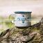 Custom promotional 12oz capacity blue enamel coffee printing decal enamel mug with decal printing