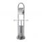 High quality single standing stainless steel household toilet brush and roll paper holder toilet cleaning accessories