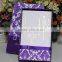 2016 Classical Luxry Boxed Purple Flocked Wedding Invitations in Azerbaijan