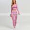 2 Piece Gym Set Women Seamless Long Sleeve Crop Top And Leggings Yoga Gym Wear Set