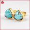 Natural turquoise beads stud post triangle earrings