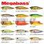 Megabass hand-painted fishing plastic lures with unique water shockwave