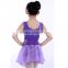 C2154 purple Girls Dance Dress with attched chiffon skirt Ballet Costume