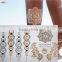 fashion flower temporary henna gold and silver tattoos metallic bracelet stickers Flash tattoo body art