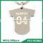 China Supplier metal baseball t shirt jersey printed souvenir keychain