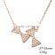 Girl's necklace real silver material rose glad crystal cute bowknot necklace