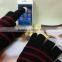 85% acrylic stripe 3 fingers knitted touch screen gloves for ipad