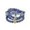 KJL-ST0008 Fashion green eye CZ leopard head Bracelet Elastic Rope Chain blue agate Stone Bracelets Women Men Fine Jewelry