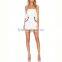 Latest design fashion white scalloped lady babydoll pocket strapless dress