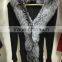 Fashion knitted woolen cape with silver fox fur trim