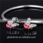 Nes Design silver Bracelet Heart shape fuchsia CZ Box chain Bracelet with 925 sterling silver charms fashion bracelets 2016 FB02