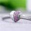 X142 Tibetan Silver Heart Charms Findings, Pave Amethyst Diamond Love Heart Charms