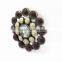 Minas Bridal Vtg Style Antique Brass Rhinestone Flower Shoe Clips