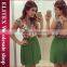 2015 wholesale hot fashion sexy dress green flower backless skirt