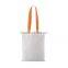 High quality portable reusable white shopping bag with colorful handle