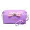 Colorful ladies pu cosmetic bags big canvas comestic pouch with bow and metal logo