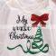 2017 New Arrival Latest Newborn Baby Clothes Hot Sale Cotton Kid Bodysuit Clothing Printed Red Christmas Customize Baby Romper