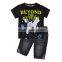 wholesale summer casual branded baby Boy's 2piece t-shirt set short-sleeve t-shirt + jeans pants short