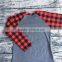 Wholesale baby girls ruffle raglan kids cotton plaid christmas baseball shirts children boutique tops