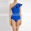 Wholesale high quality ruffle one shoulder custom one piece swimsuit women's