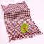 Pure cotton yarn dyed grid kitchen dish towel with tassel