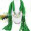 Solid Green Pearl decorated Necklace Jewelry scarf