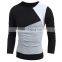 Classic Multicolor Splicing Slimming- Round Neck Long Sleeves Vogue T-Shirt For Men-customise Summer Wear Tshirt
