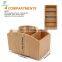 Bamboo Office Desk Organizer, 360 Degree Rotating Organizer with 4 Compartment for Office Stationery