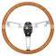 Rivet Frame Classical Steering Wheel Wood Aluminum 3-Spoke 9 Hole 6-Bolt High Quality Steering Wheel Classic 380mm