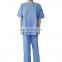 OEM Wholesale Disposable Non Woven Patient V-collar Scrub Suit Patient Uniform Medical