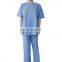 OEM Wholesale Disposable Non Woven Patient V-collar Scrub Suit Patient Uniform Medical