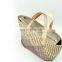 Leather Shoulder Seagrass Handbag Top handle bags 100% Nature Straw Woven Tote Bag Wholesale